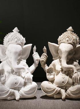 东南亚树脂摆件砂岩工艺品印度象头神家居装饰创意礼品手工