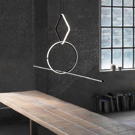 极简主义餐厅吊灯北欧简约现代客厅灯创意几何线条床头吧台LED灯