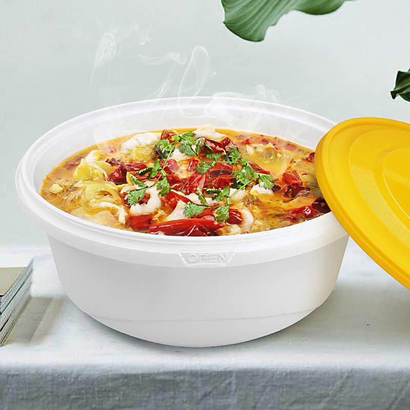 5ZW3000ml大碗酸菜鱼打包盒大号圆形锁扣一次性小龙虾打包盒
