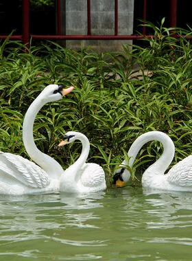 仿真浮水天鹅摆件花园庭院酒店大型喷泉水池旁边装饰摆设动物雕塑
