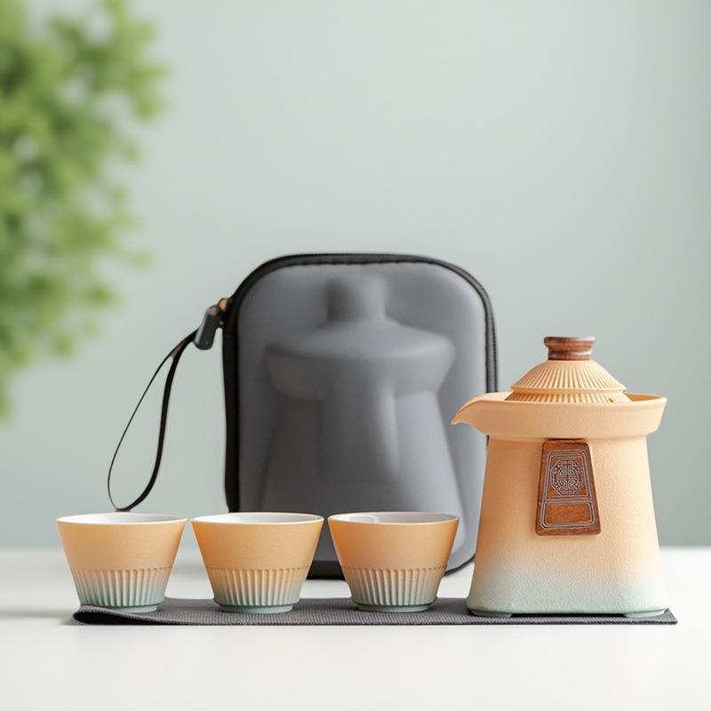 故宫文创旅行茶具小套装便携式陶瓷快客杯一壶三杯户外随身泡茶杯图片