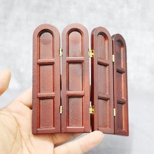 12娃娃屋dollhouse迷你家具模型复古场景书房浴室木质屏风