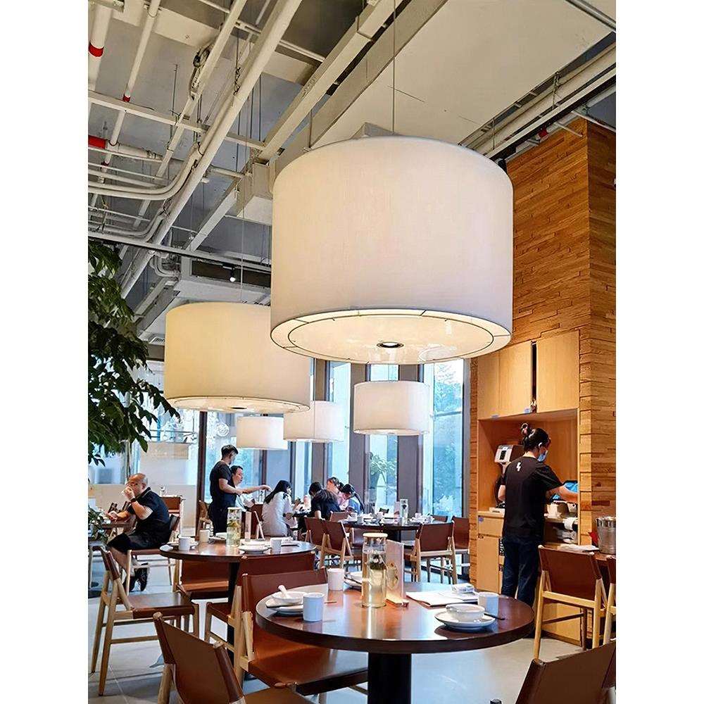 餐厅吊灯带射灯餐饮饭店卡座餐桌吧台酒店宴会厅装饰日式布艺灯具