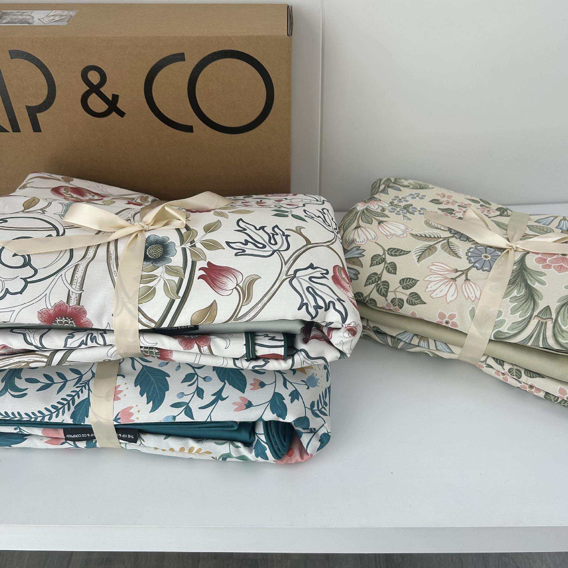 外贸订单100支长绒棉贡缎印花床单四件套高支床品丝滑高品质舒适