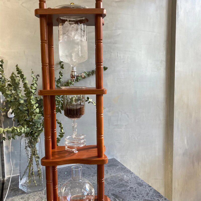 Tiamo中号冰滴咖啡壶5-8人份750ml 原木支架冰滴壶HG2713 HG2714