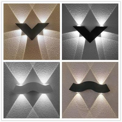 波浪v形壁灯LED北欧简约客厅过道楼梯装饰灯户外防水室外壁灯4w6w