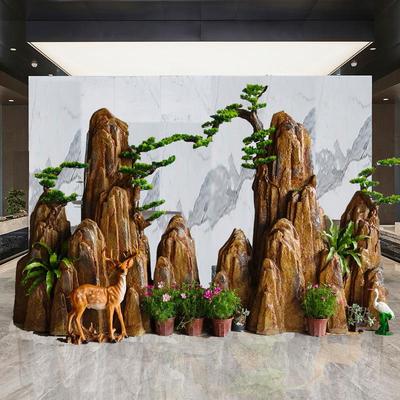 仿真假山流水喷泉石头造景阳台鱼池边单山摆件户外园林别墅迎客松