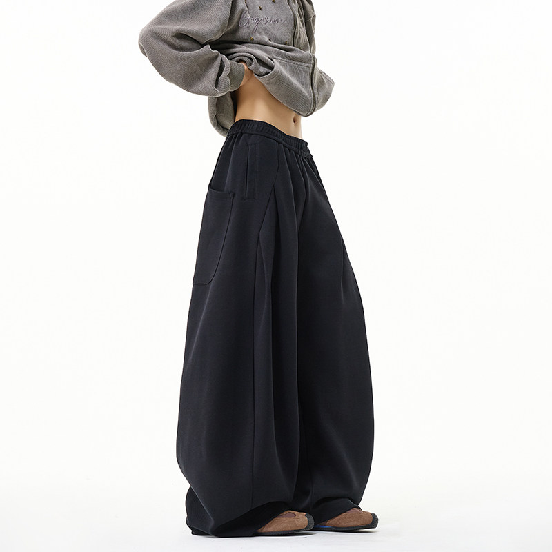 轩罕弯刀裤男款阔腿宽松卫裤冬季垂感直筒重磅美式拖地休闲长裤子,男装,卫裤,淘宝优惠券,粉丝福利购,淘宝优惠卷