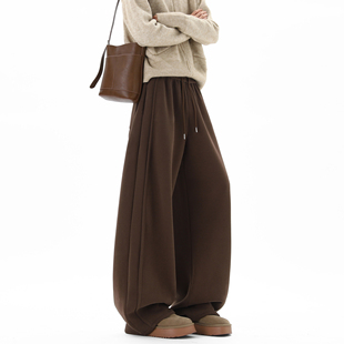 cleanfit宽松休闲裤 轩罕美拉德咖色潮牌垂感弯卫裤 新款 冬季 子 男款