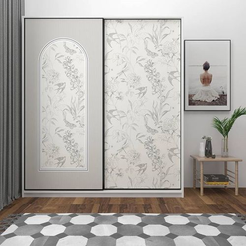 35N衣柜贴纸法式墙纸自粘卧室装饰推拉门贴画移门玻璃门翻新柜子