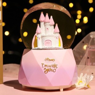 创意彩灯飘雪花浪漫爱情戒指玻璃水晶球音乐盒女生儿童生日礼品