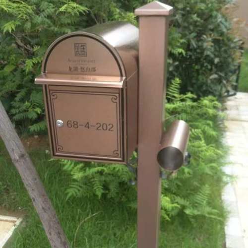 定制欧式复古立杆邮箱电镀古铜别墅不锈钢信报箱室内外防水防锈