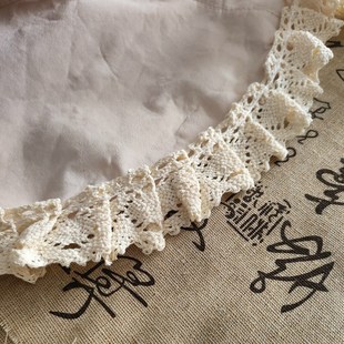 米色棉线蕾丝褶皱花边荷叶边手工服装 辅料镂空蕾丝边桌布窗帘边