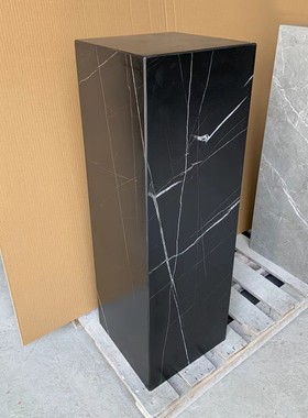 黑罗兰大理石岩板石立柱工艺品底座装饰柱坐墩雕塑雕像摆台摆件柱