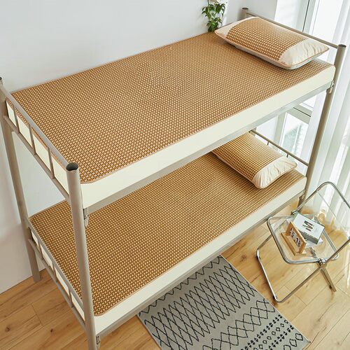 学生冰丝凉席夏季宿舍双面藤席家用学校床防滑单人草席可折叠裸睡