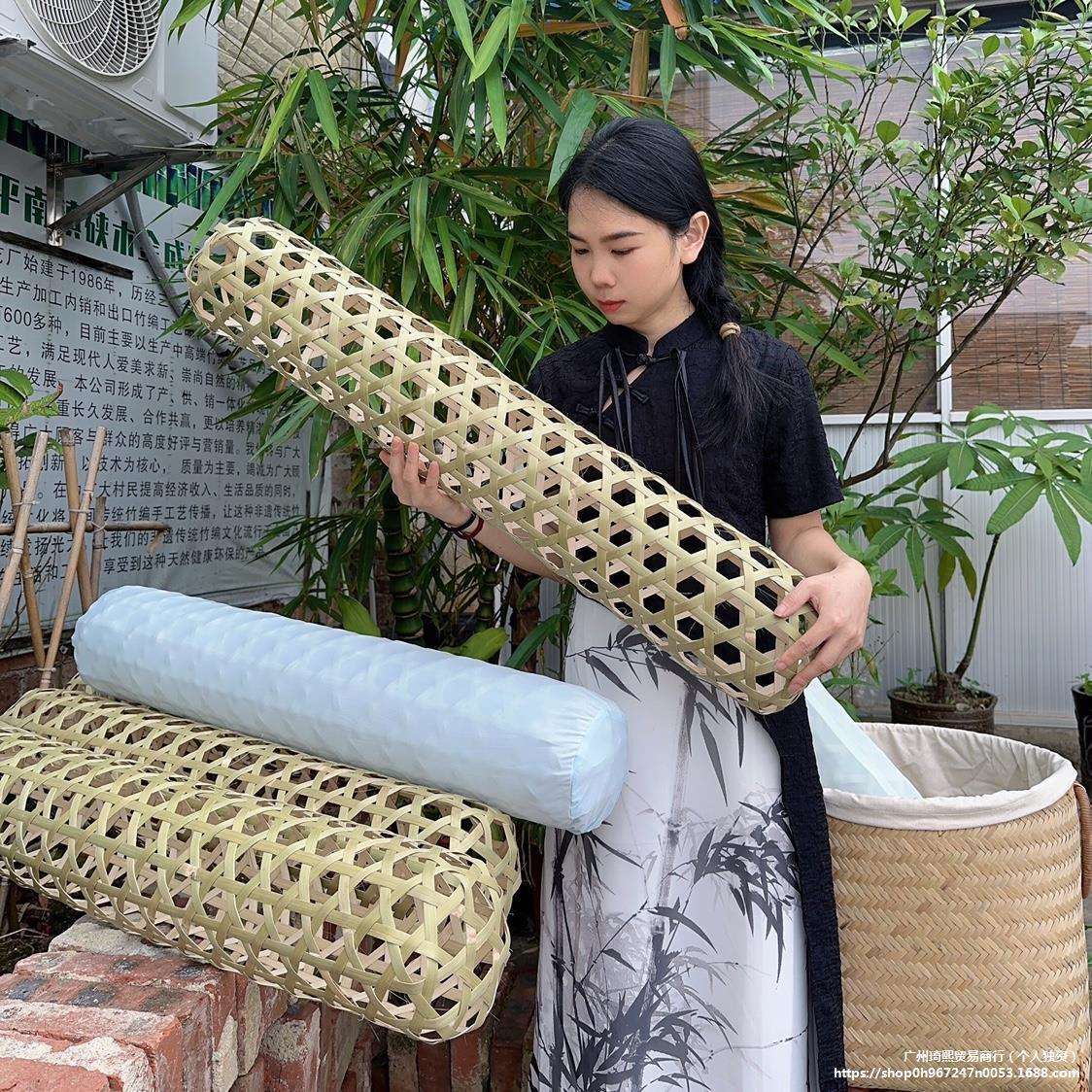 纯手工竹皮编织竹夫人竹抱枕竹夹膝抱节君(发顺丰)
