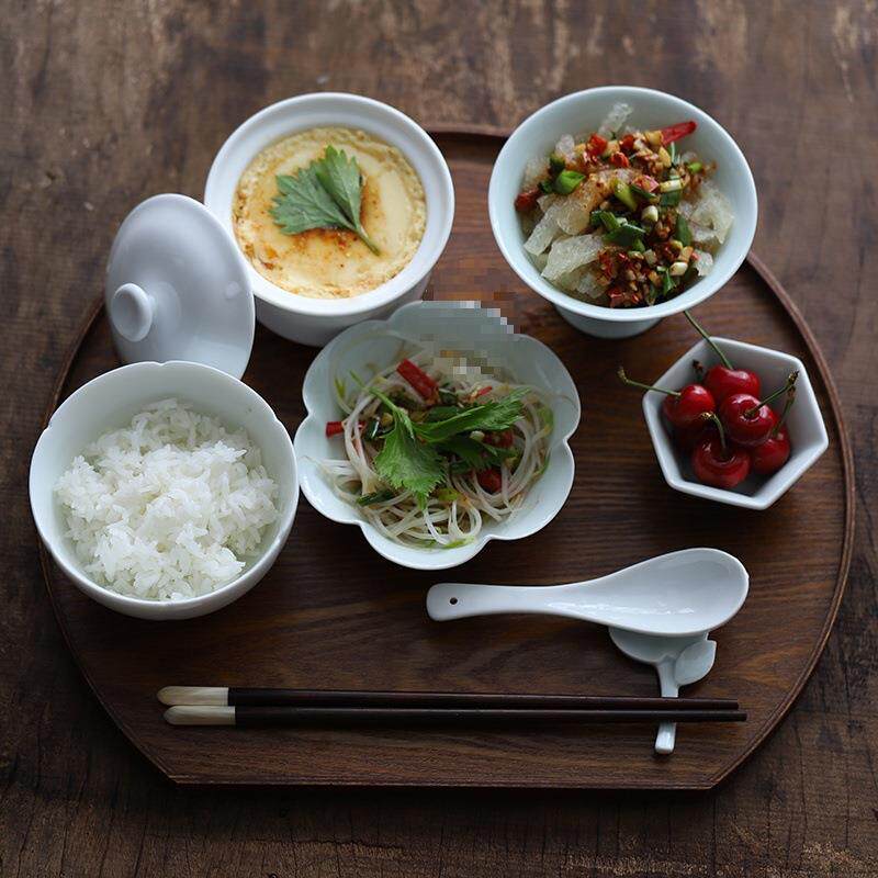 一人食餐具冷菜盘定量分餐盘餐具饭碗月子餐点心碗花边异型s^