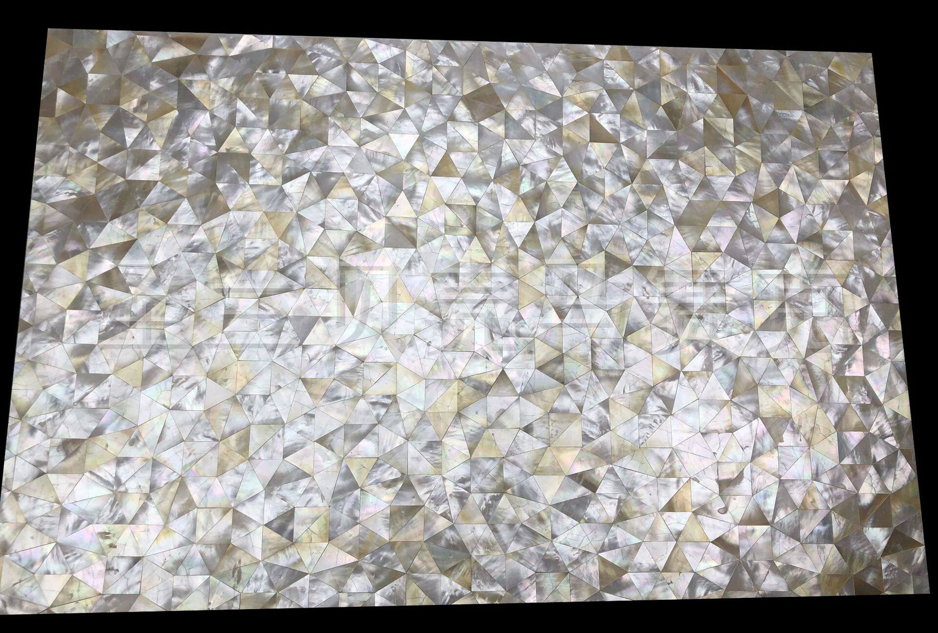 贝壳 黄碟贝三角形贝壳马赛克 贝壳马赛克 贝壳工艺品 贝壳龟裂