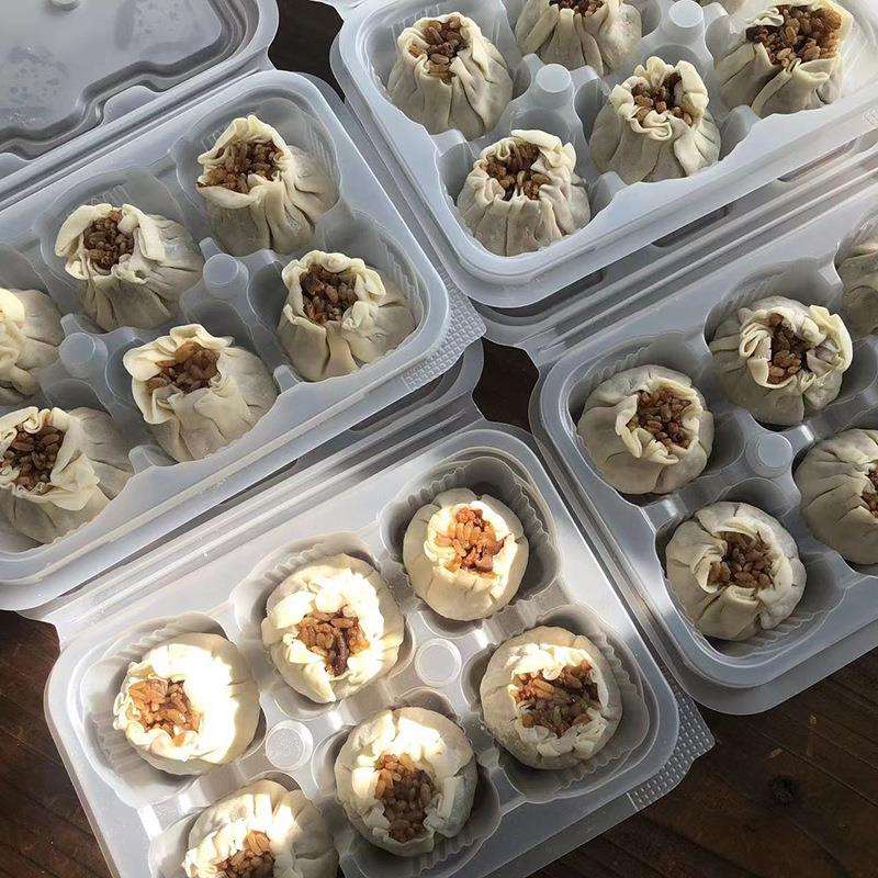 烧麦包装盒10/6格一次性耐冷冻收纳盒青团小笼包子带盖烧卖打包盒