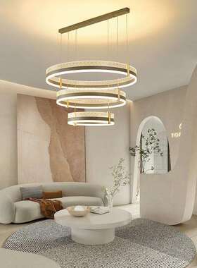 极简轻奢北欧吊灯创意轻奢圆环客餐厅现代主卧室房间大气LED灯饰
