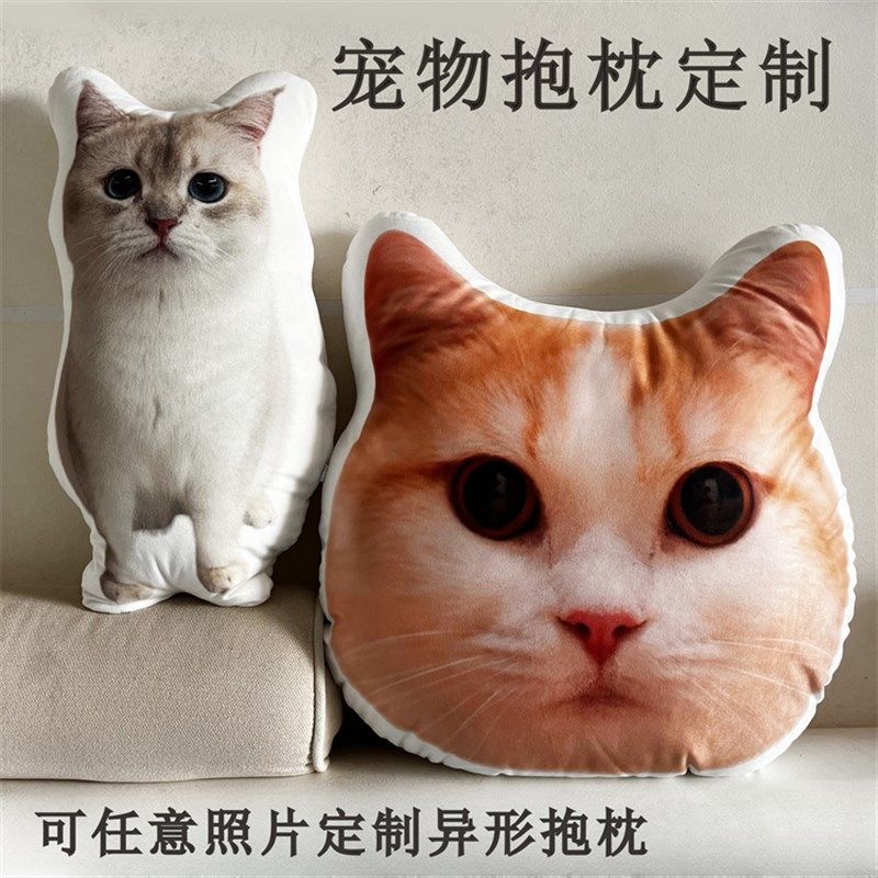diy定制猫咪狗狗异形抱枕定做宠物来图片照片靠枕无白边丑猫玩偶