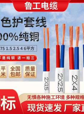 国标rvv铜芯白色护套线2 3芯0.75/1/1.5/2.5/4/6平方电源线软电线
