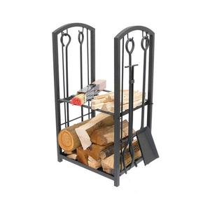 铁艺双层带壁炉工具柴火架 热销出口欧美放木材架子