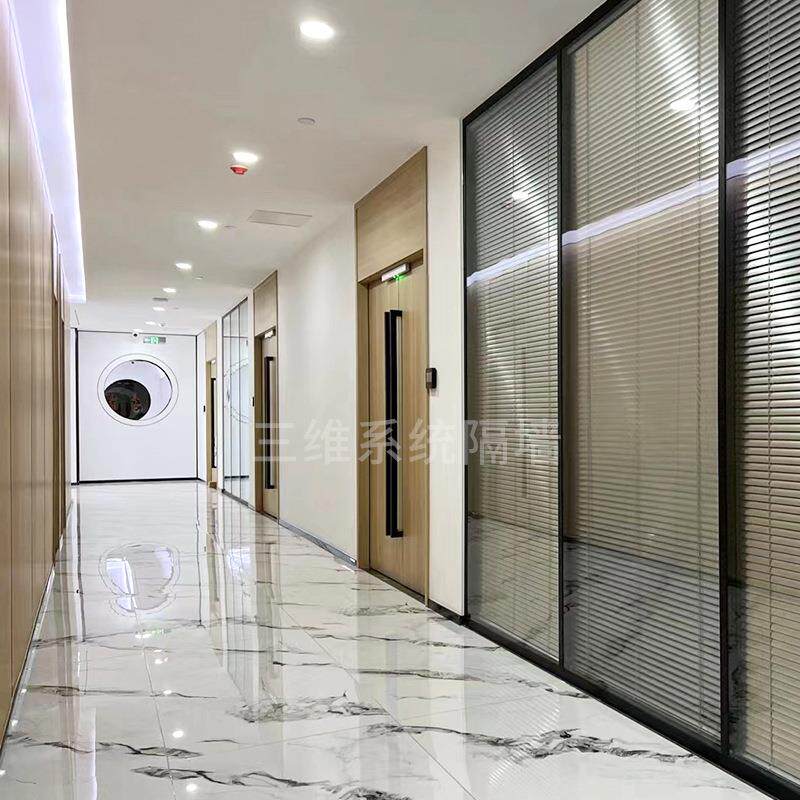 双玻百叶隔音墙隔断 写字楼办公室玻璃隔断铝合金百叶墙钢化玻璃