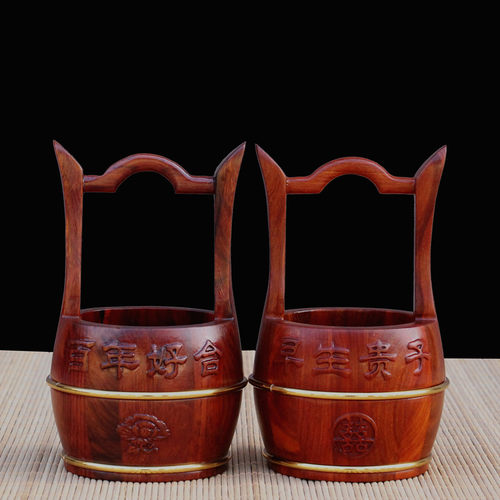 实木红木子孙桶三件套单个水桶 新娘陪嫁结婚庆用品乔迁装饰摆件