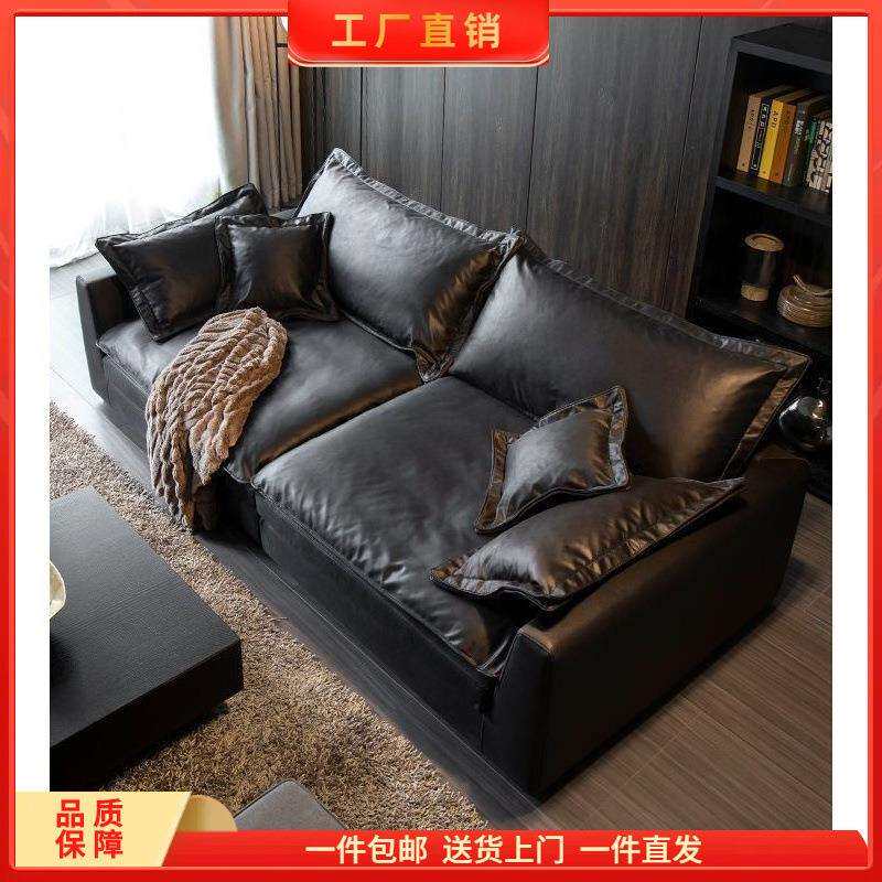 意式科技布转角艺沙发客厅现代简约羽绒乳胶小户型轻奢超深坐宽木