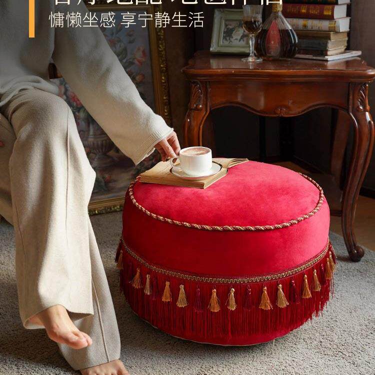 欧式古典蒲团坐墩红色家用地上看书坐垫阳台氛围感可拆洗懒人沙发