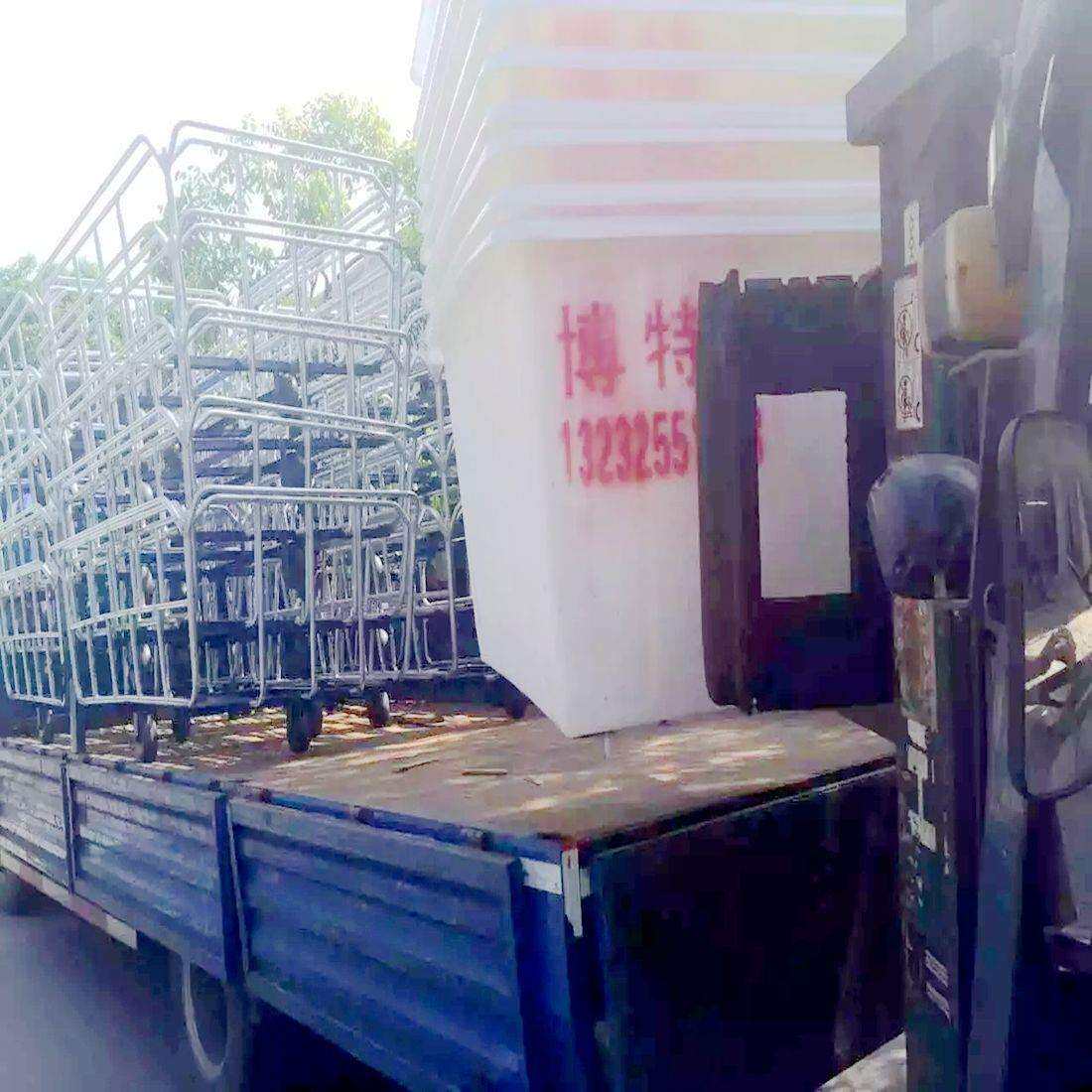 推布车染厂纺织厂加厚不锈钢2米推布车工业塑料桶加工手推车