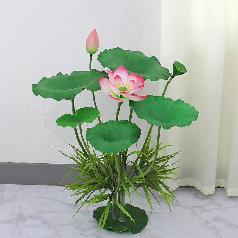 荷叶装饰水池道具假荷花仿真花摆设仿真荷叶荷花塑料花仿真荷花莲