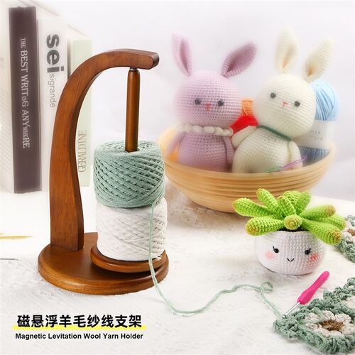 磁吸式毛线转动轴架可拆卸手工针织编织辅助工具毛线实木绕线轴