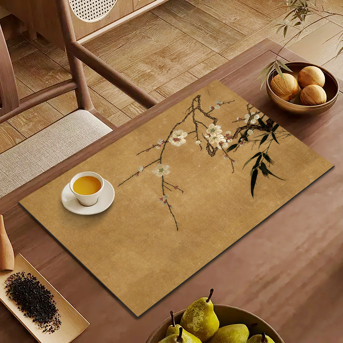 新中式厨房沥水垫杯垫餐桌茶台茶垫吸水速干茶台布隔热餐垫可定制图片
