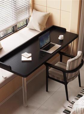 实木悬浮亚克力卧室飘窗桌高低脚儿童书桌黑色现代简约电脑桌家用