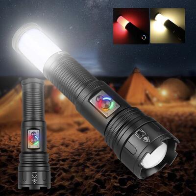 新款XHP360可充电远射手电铝合金调焦LED远射手电筒多功能野营灯