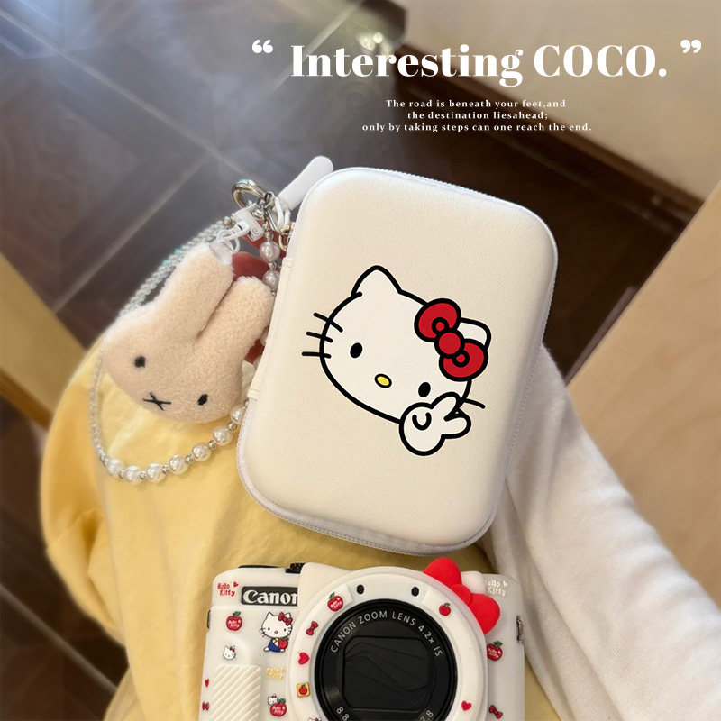 可爱KT猫CCD相机收纳包便携小型相机保护套防摔数据线收纳盒