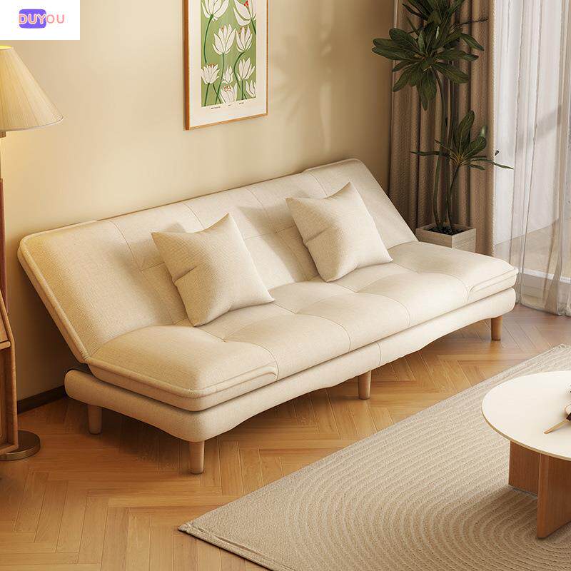 2026新款出租房折叠两用小户型沙发客厅实木双三人棉麻布艺沙发床