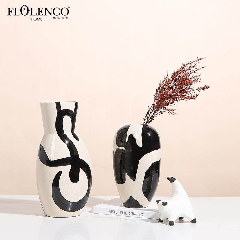 新中式简约手绘抽象陶瓷花瓶样板间别墅书房玄关餐桌创意家居摆件,鲜花速递/花卉仿真/绿植园艺,割草机/草坪机,淘宝优惠券,粉丝福利购,淘宝优惠卷
