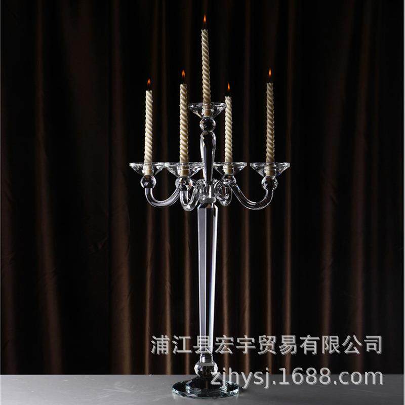 欧式烛台婚庆婚礼道具九头水晶l蜡烛台西餐厅装饰路引摆件软装