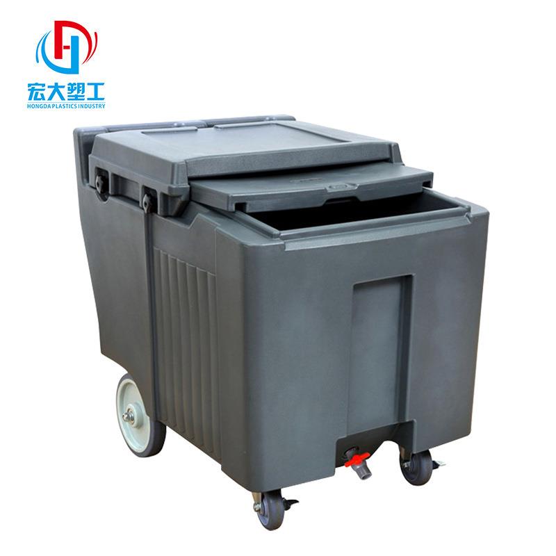 厂家供应带滚轮竖型储冰箱 商用制冰机储冰箱储冰车 餐厅储冰推车
