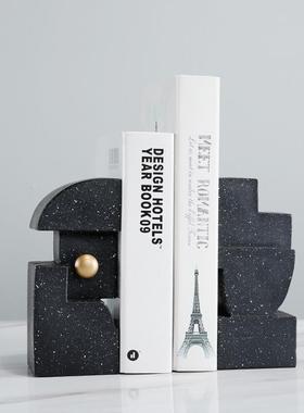 现代极简约样板间客厅书房酒柜博古架树脂书挡书靠书立装饰品摆设