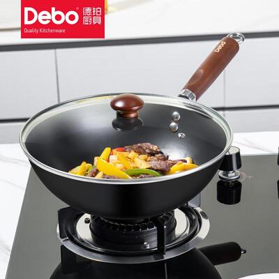 Debo德铂DEP-DS384希拉克炒锅28cm炒锅不粘锅窒氮防锈铁锅