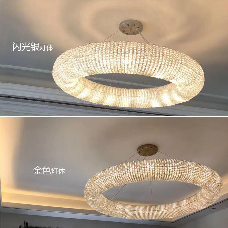美式创意轻奢水晶吊灯圆形样板房高档卧室餐厅别墅小众酒店灯具