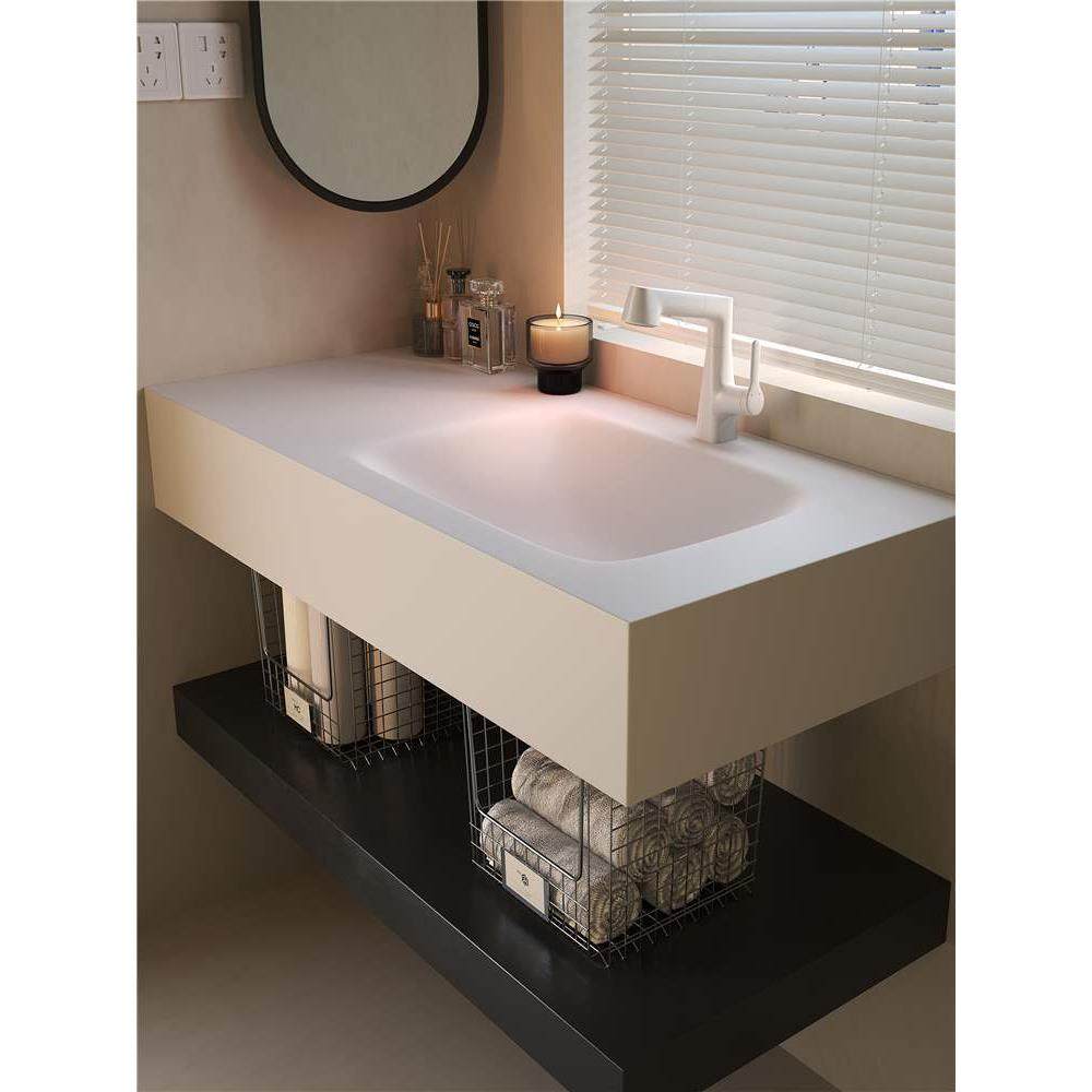 岩板热弯一体盆浴室柜组合卫生间洗手洗脸池洗漱无缝台上盆