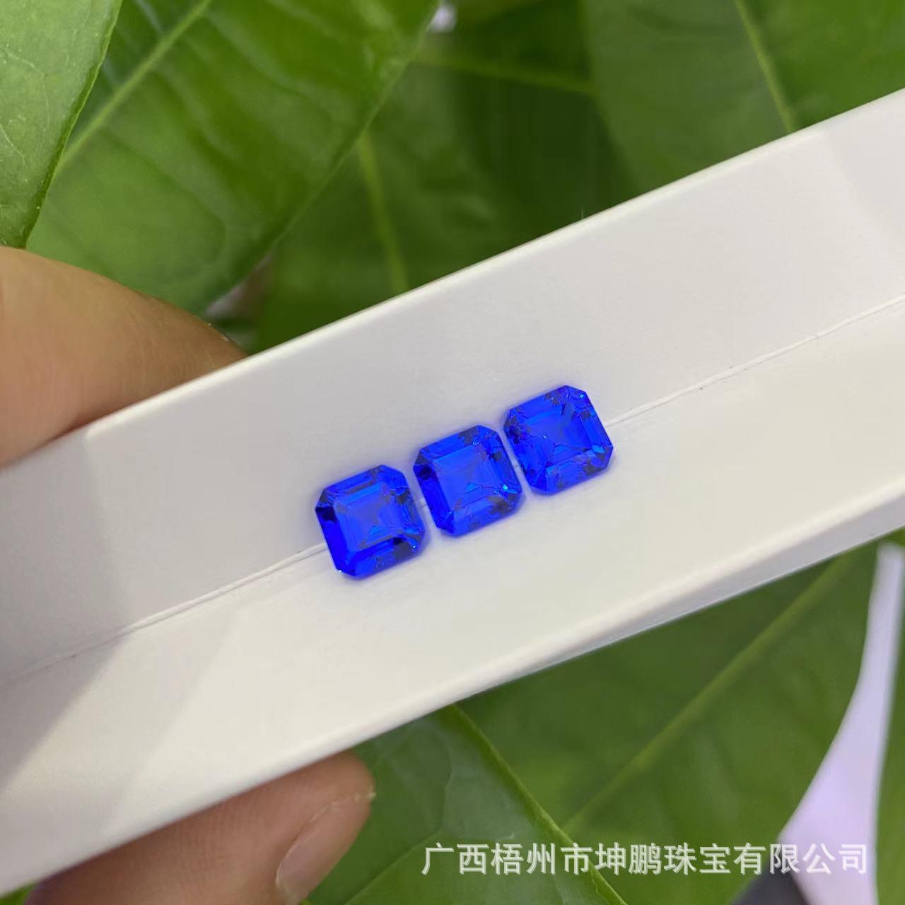 源头厂家尖晶蓝小妖实验室培育生成蓝宝石宝塔形阿斯切裸石戒面