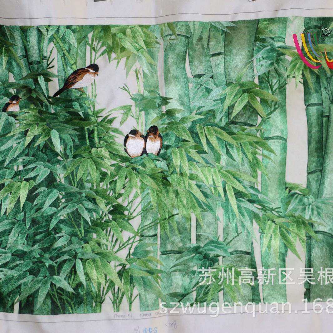 供应苏州手工刺绣客厅装饰画苏绣工艺品书房挂画竹绣片