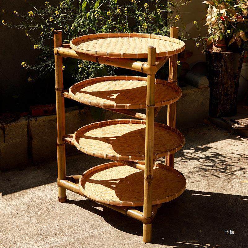 竹编架子置物架簸箕收纳家用竹制品多层楠竹三层晾晒三脚架落地,特色手工艺,竹编/竹雕,淘宝优惠券,粉丝福利购,淘宝优惠卷