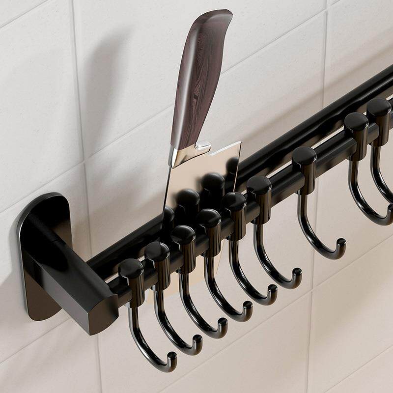 不锈钢厨房挂钩架免打孔挂杆排钩勺子铲子挂架锅铲置物架收纳
